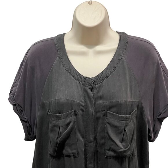 Free People Women Gray Jumpsuit Small Short Sleeve Pockets Button Front Casual - Picture 6 of 12
